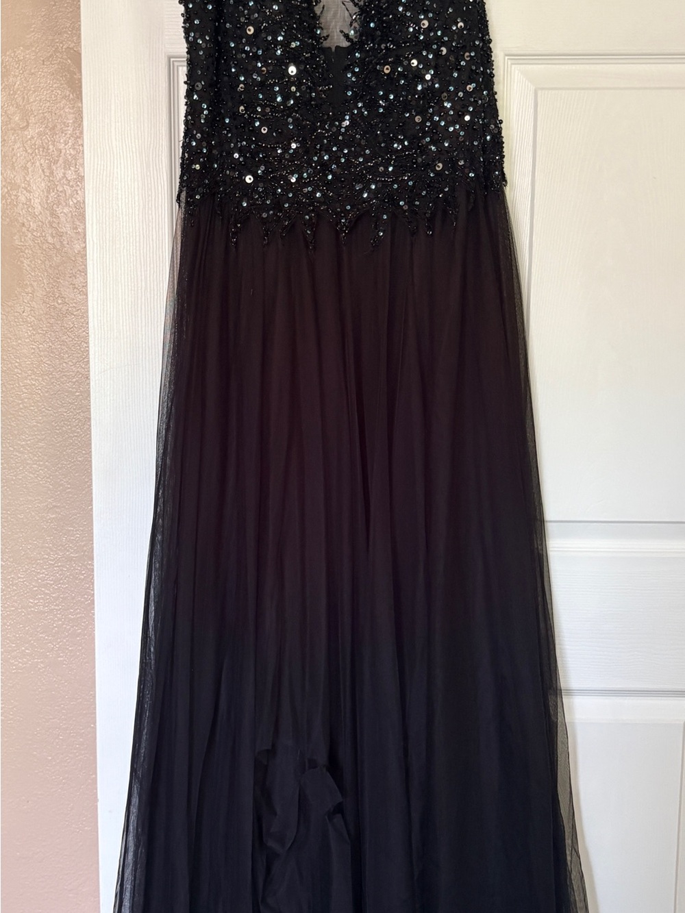 Black Beaded Tulle Maxi Skirt - Formal Evening Skirt
